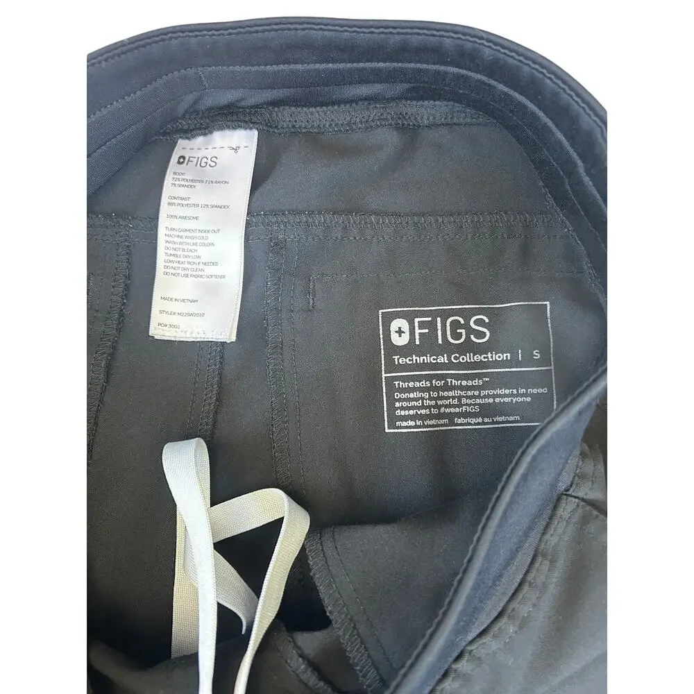 NWOT Figs Axim 7 Pocket Straight-Leg Scrub Pant Black Mens Size Small
